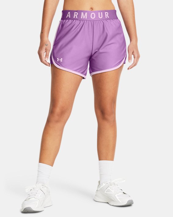 Women's UA Play Up 5" Shorts, Purple, pdpMainDesktop image number 0